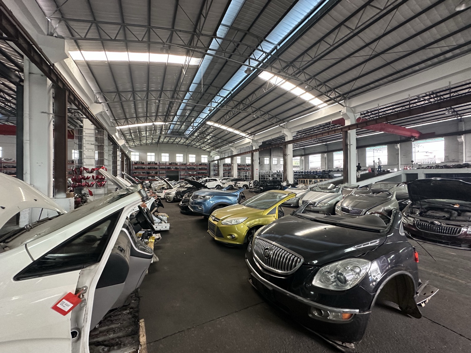 Dismantled vehicles on the floor